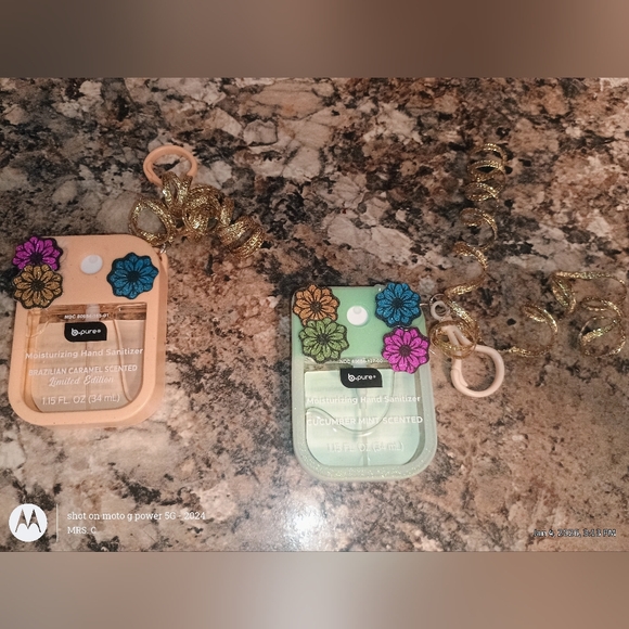 custom set Other - Floral Hand Sanitizer Set with Gold Spiral Keychains Custom-made Set